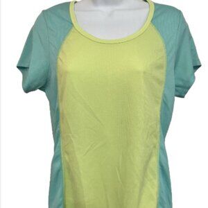 Marika Tek Ladies large Dual color Short Sleeve round neck Athletic Workout Top